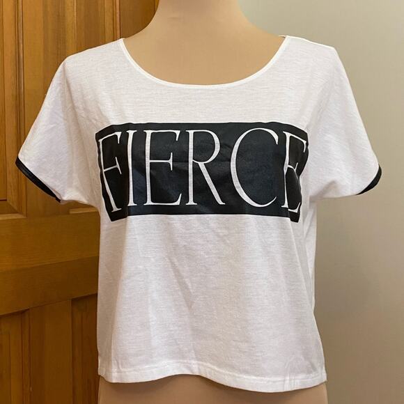 Material Girl Active Semi-Cropped Fierce T-Shirt Size XS - Picture 2 of 7